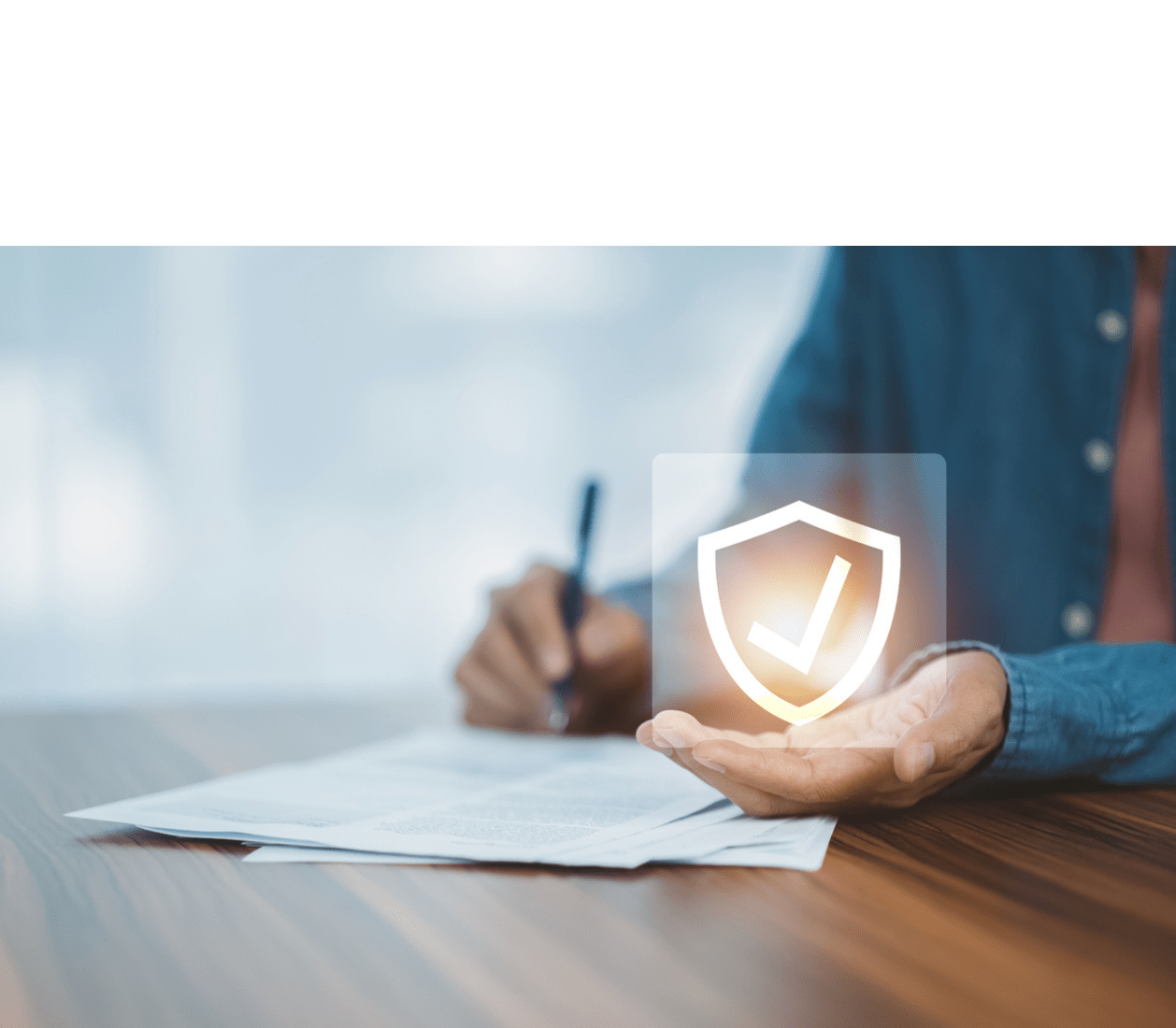 Person signing papers and holding security seal